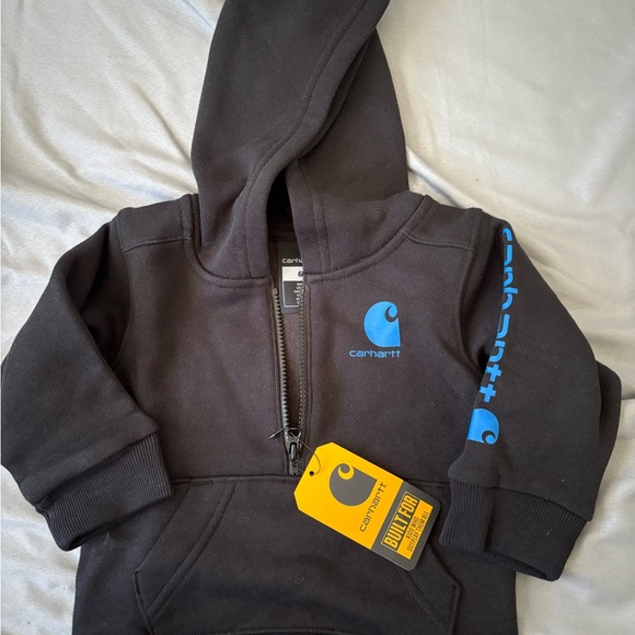 Carhartt Other - Carhartt Kids Black Zip Hoodie with Bright Blue Logo